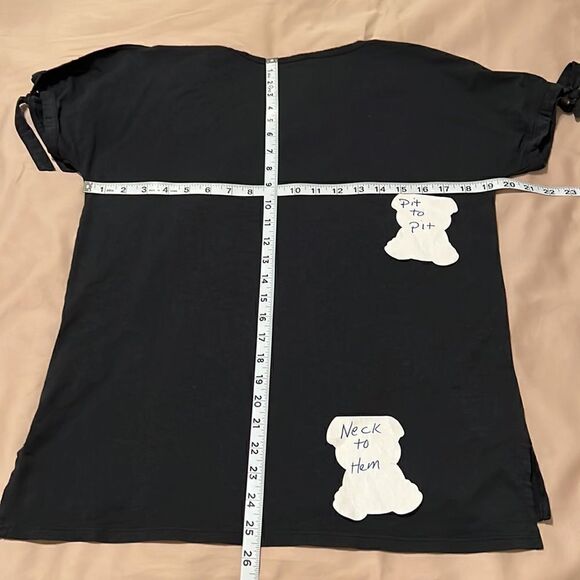NYDJ size S short sleeve basic black tshirt with cute ties at the sleeve GUC - Picture 8 of 8